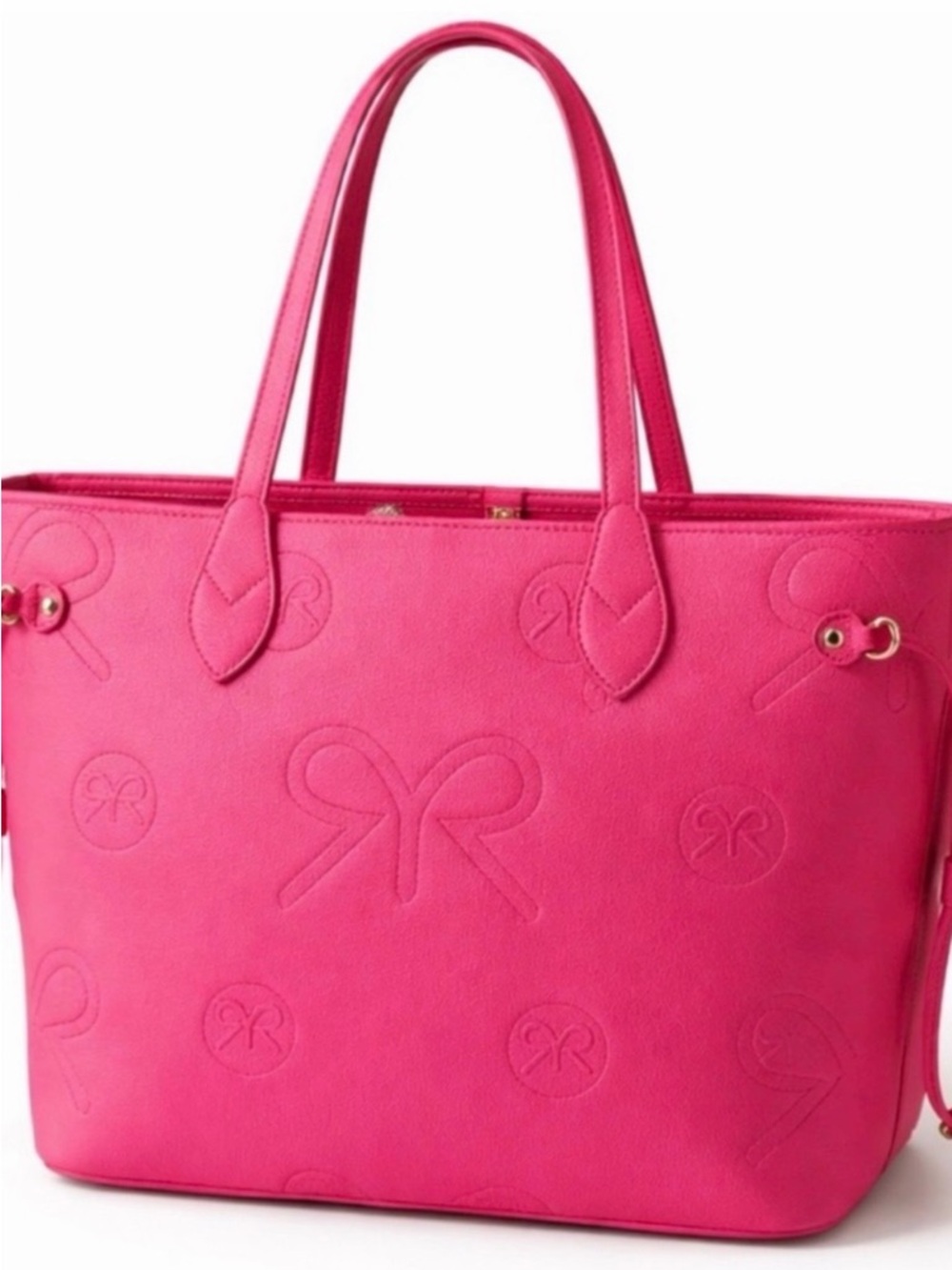 Ruby Ribbon Hot Pink Embossed Bow Tote